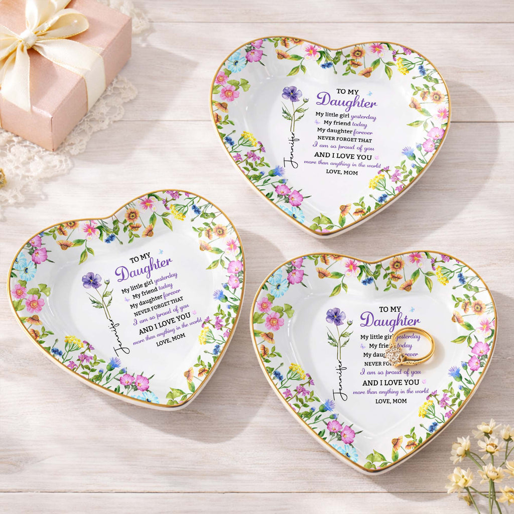 Personalized Heart-Shaped Jewelry Dish Custom Name for Daughter Heart Jewelry Dish GradoCreations