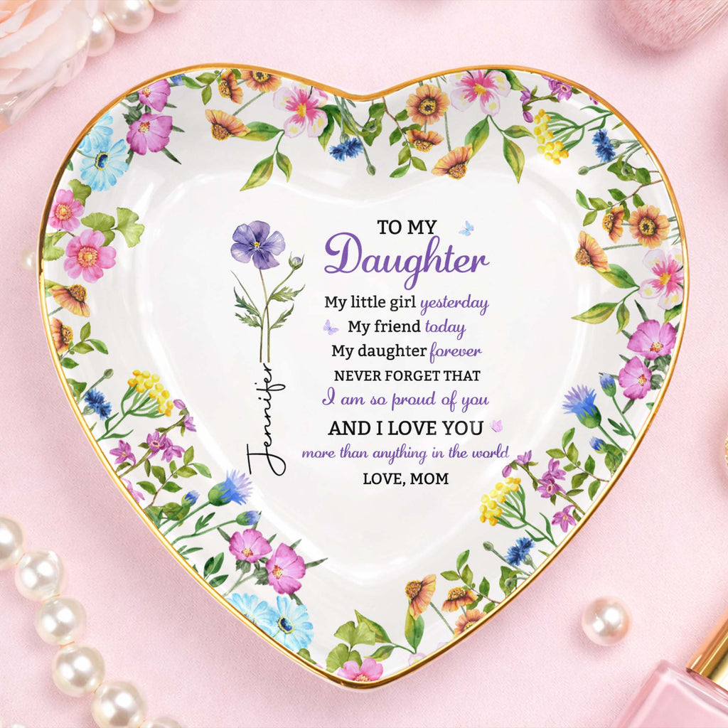 Personalized Heart-Shaped Jewelry Dish Custom Name for Daughter Heart Jewelry Dish GradoCreations