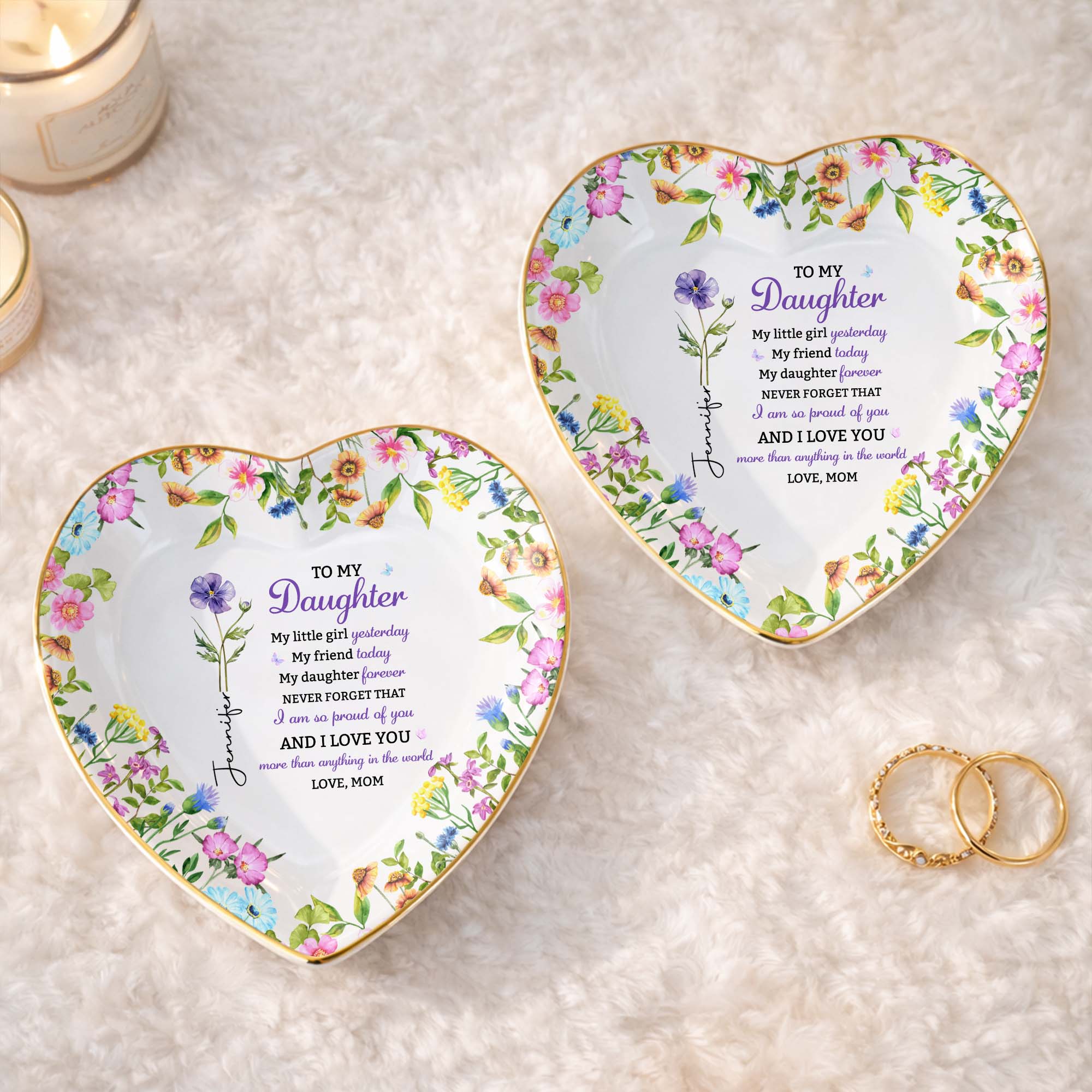 Personalized Heart-Shaped Jewelry Dish Custom Name for Daughter Heart Jewelry Dish GradoCreations