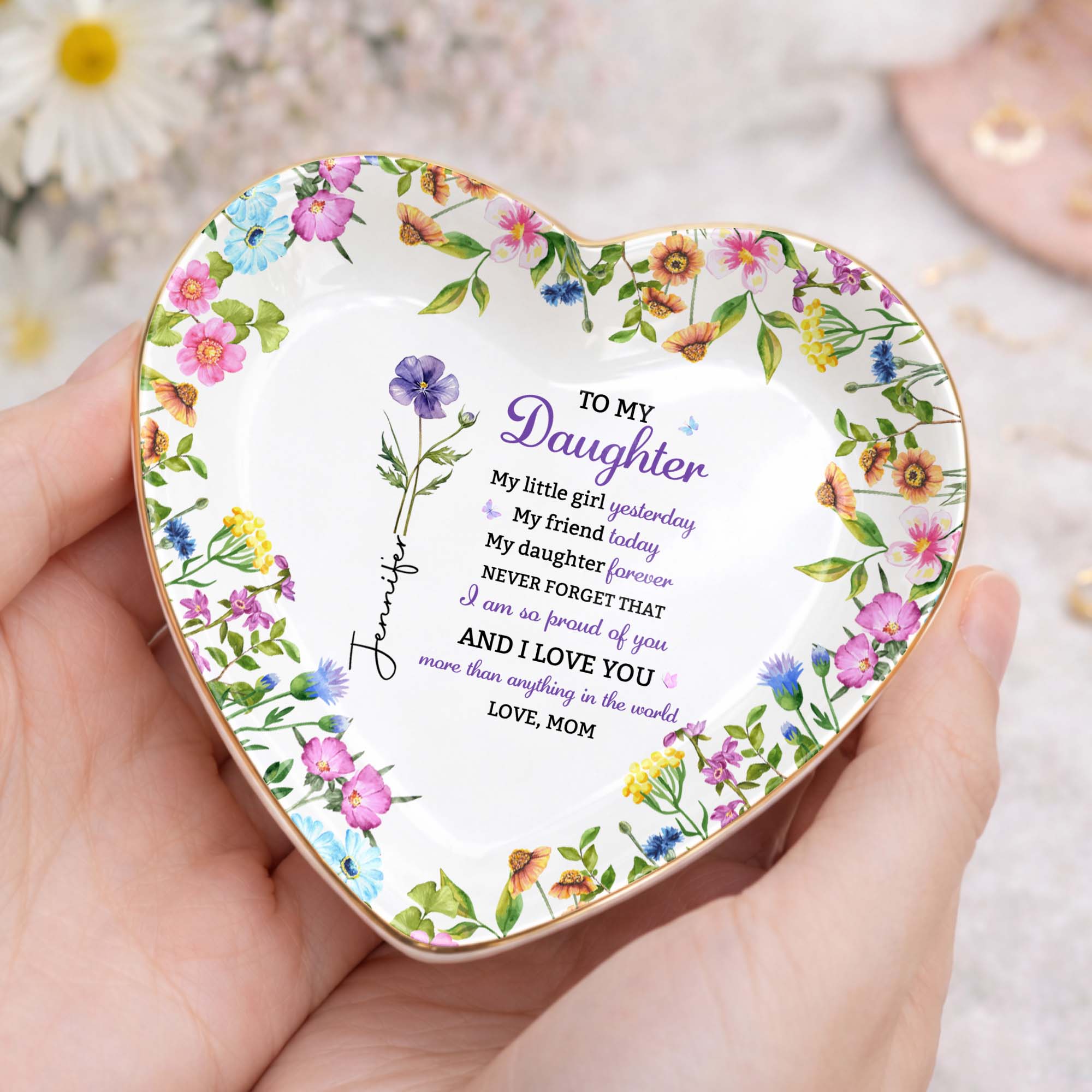 Personalized Heart-Shaped Jewelry Dish Custom Name for Daughter Heart Jewelry Dish GradoCreations