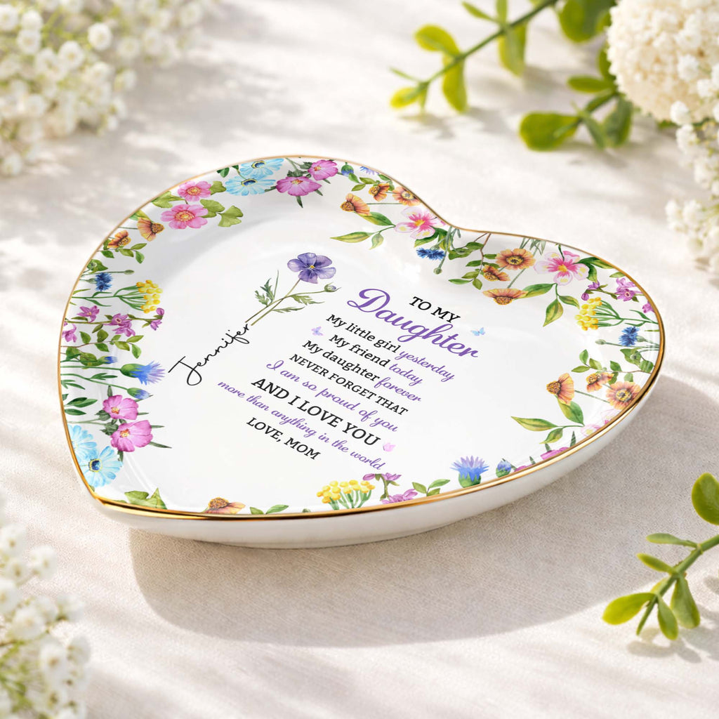 Personalized Heart-Shaped Jewelry Dish Custom Name for Daughter Heart Jewelry Dish GradoCreations