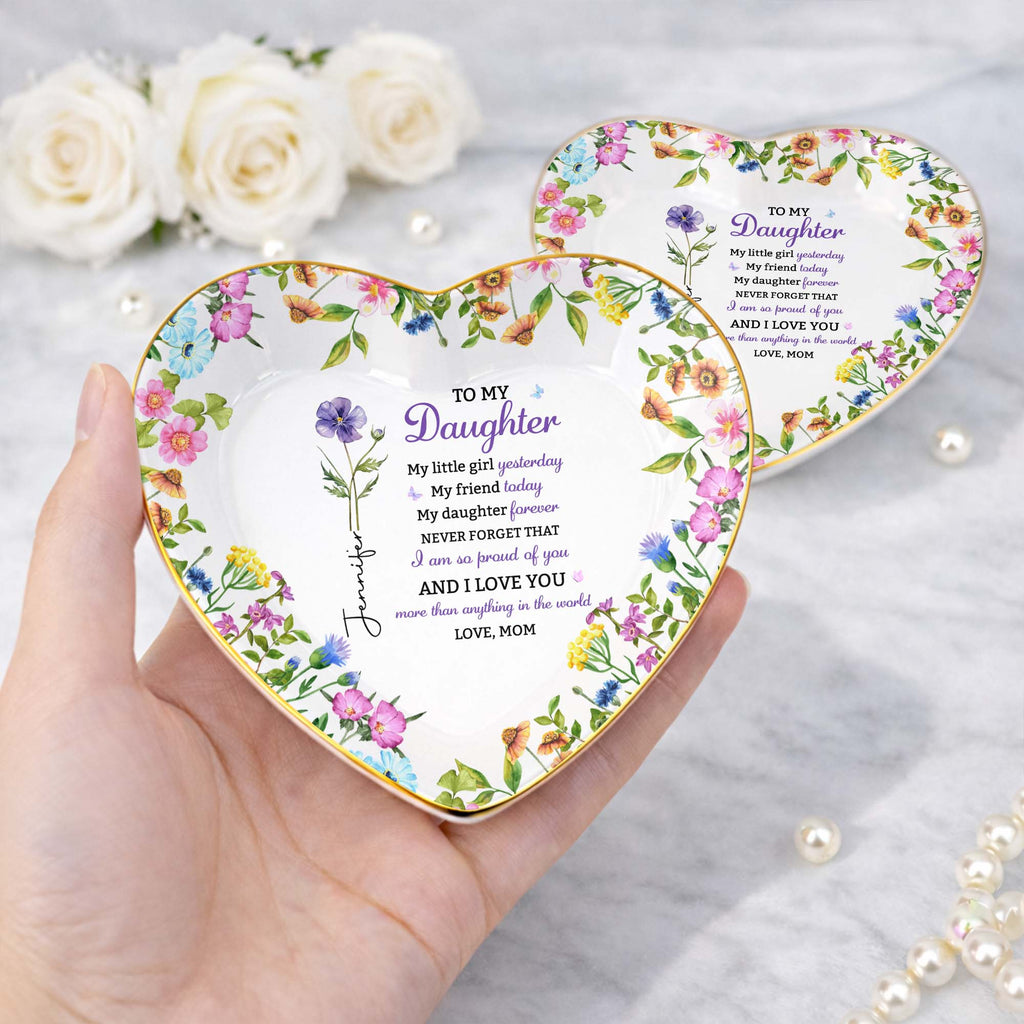 Personalized Heart-Shaped Jewelry Dish Custom Name for Daughter Heart Jewelry Dish GradoCreations