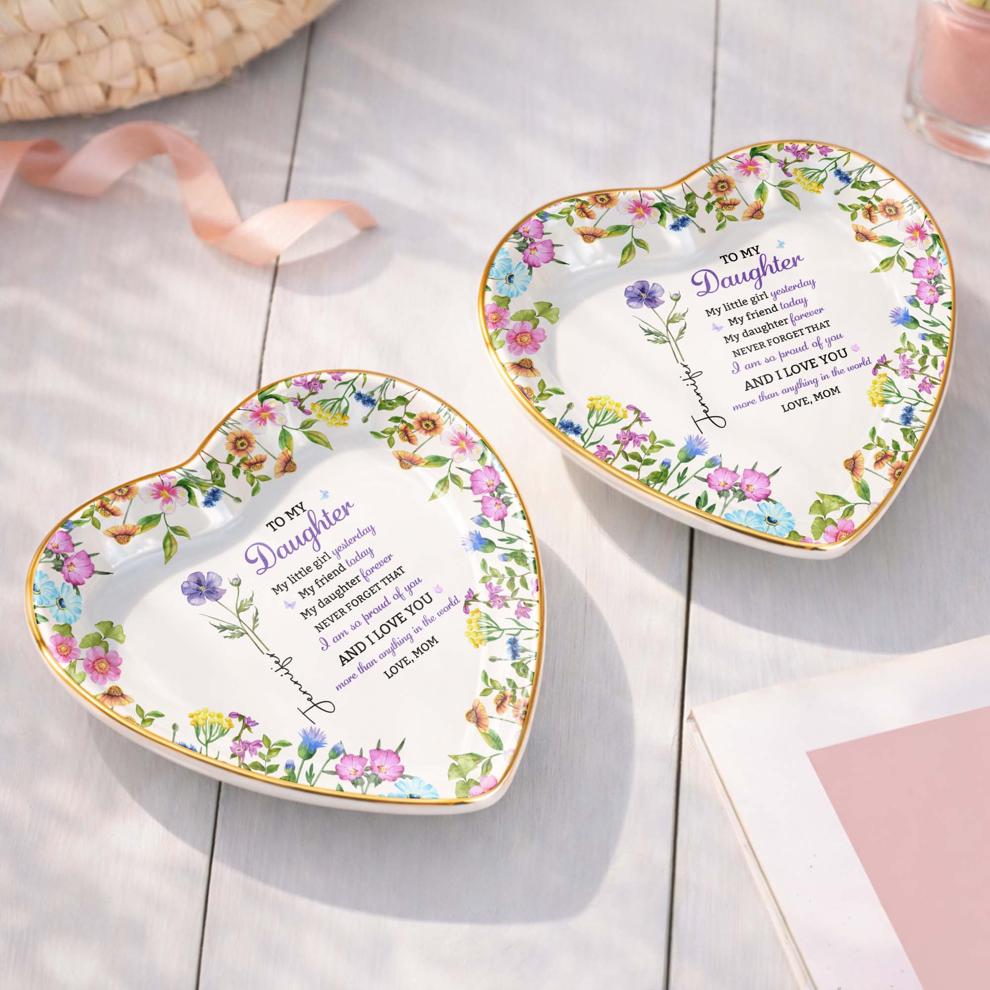 Personalized Heart-Shaped Jewelry Dish Custom Name for Daughter Heart Jewelry Dish GradoCreations