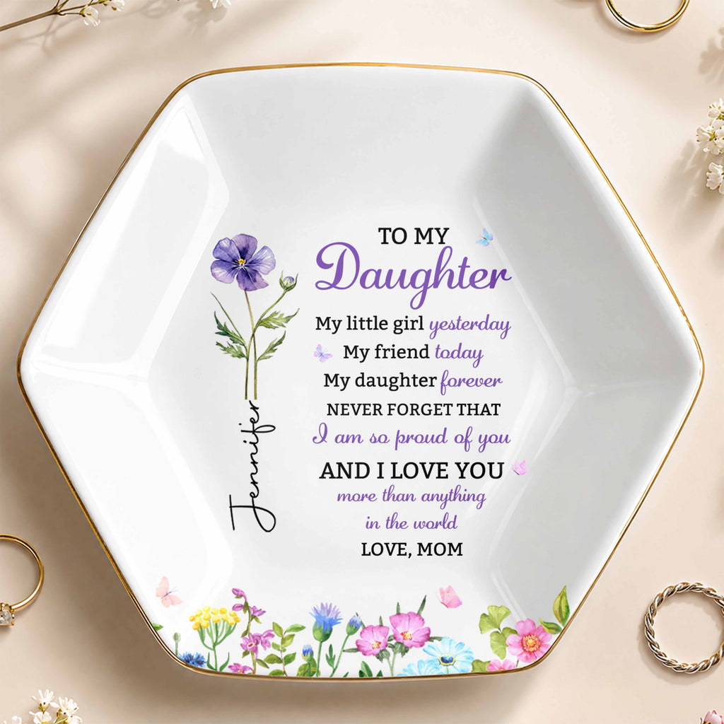 Personalized Hexagonal Jewelry Dish Custom Gift for Daughter