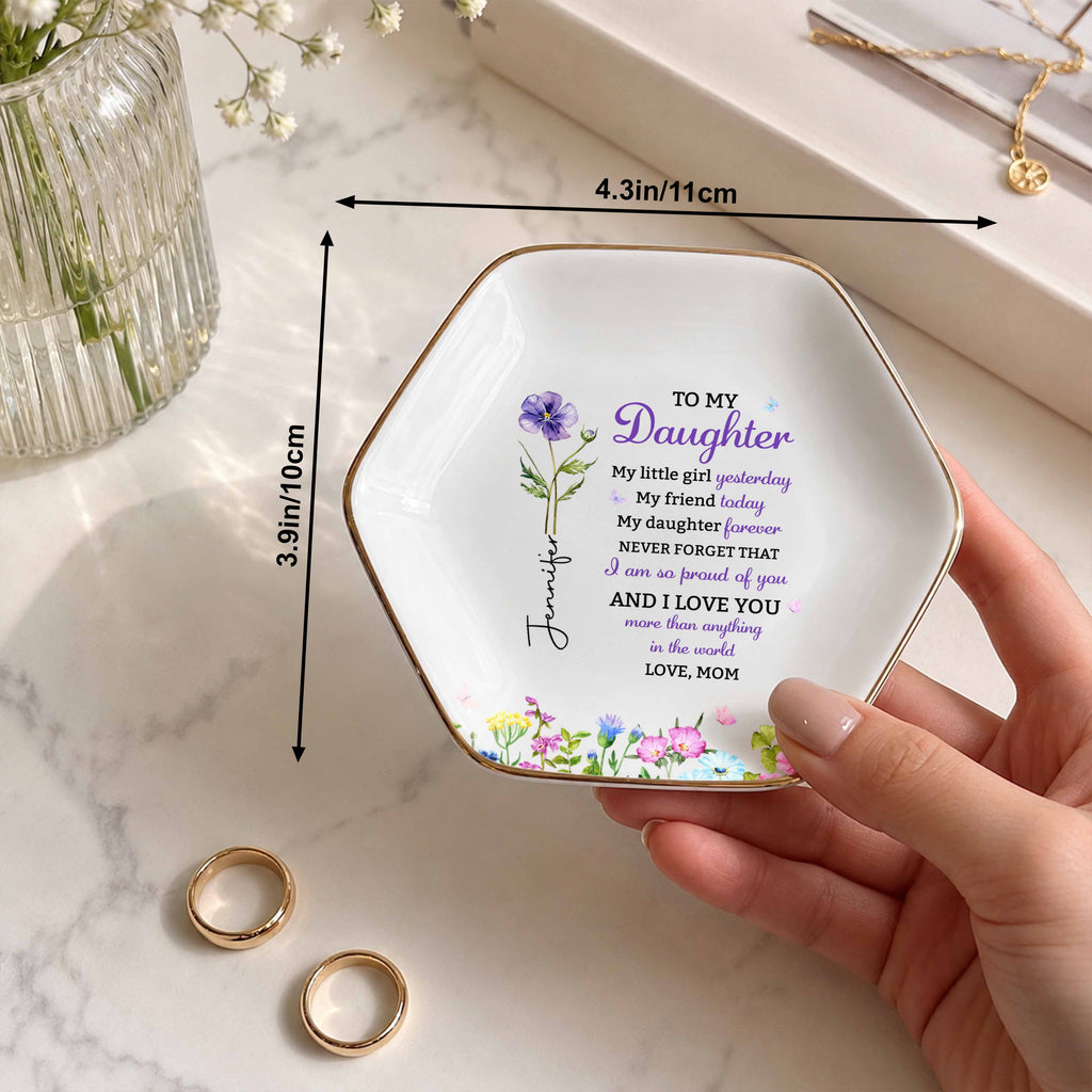 Personalized Hexagonal Jewelry Dish Custom Gift for Daughter