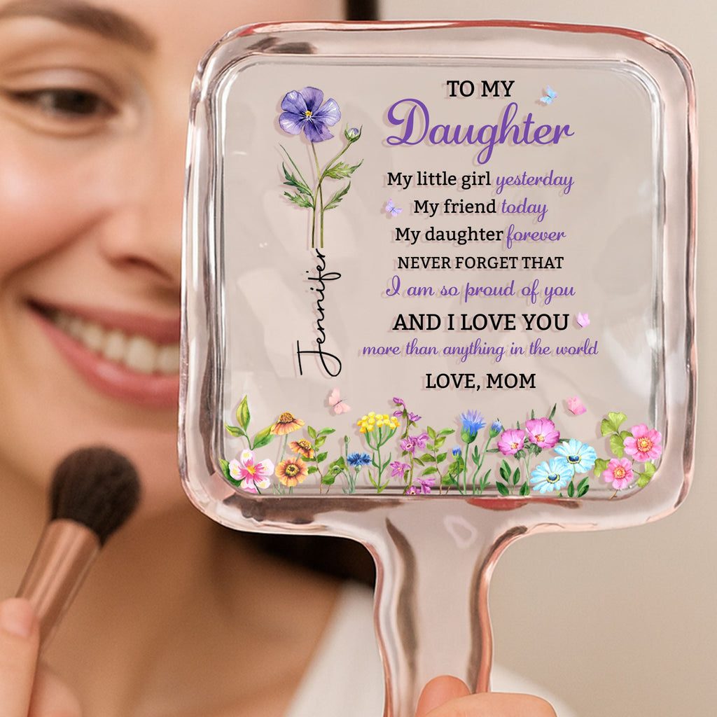 Personalized Handheld Mirror Custom Birth Month Flowers Gift for Daughter Handheld Mirror GradoCreations