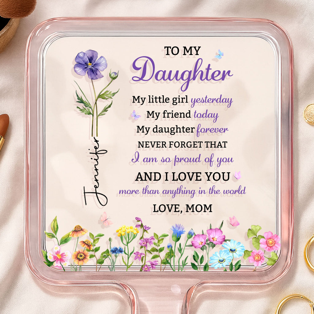 Personalized Handheld Mirror Custom Birth Month Flowers Gift for Daughter Handheld Mirror GradoCreations