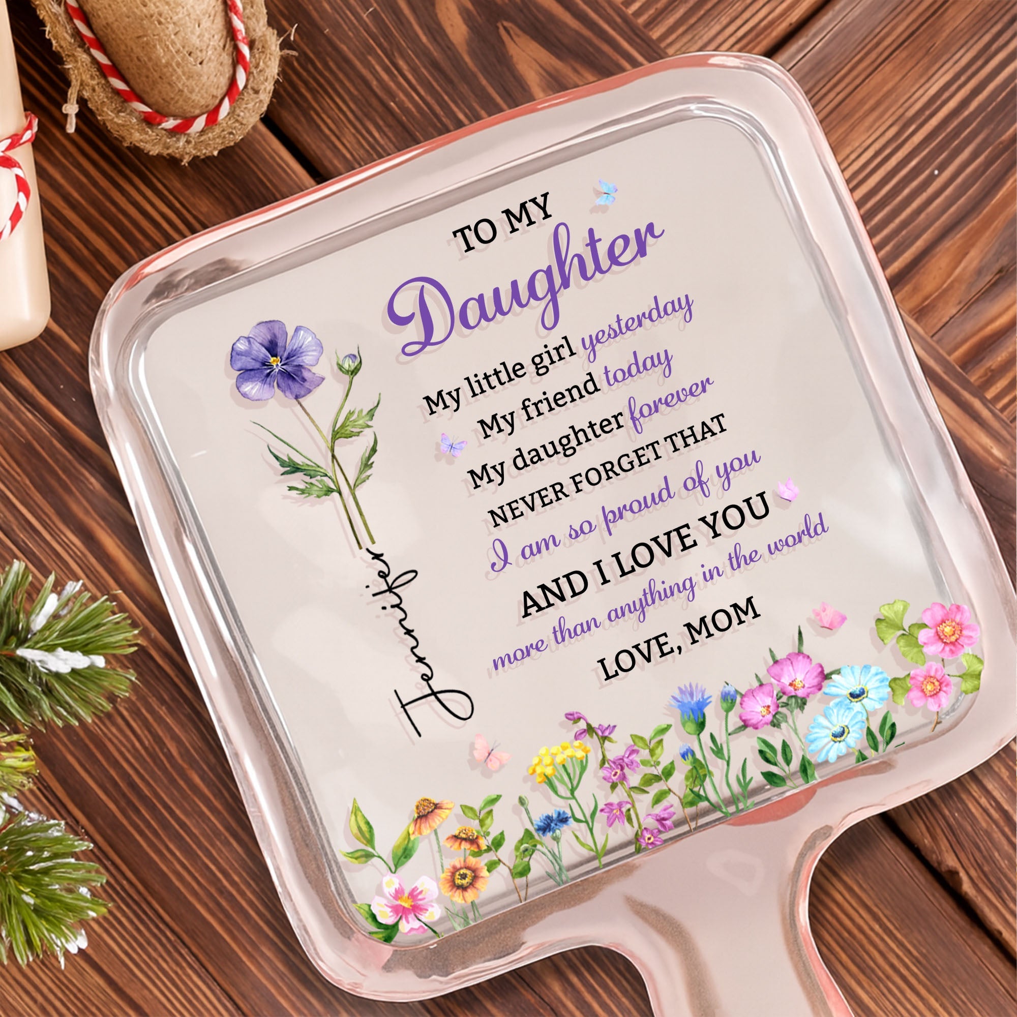 Personalized Handheld Mirror Custom Birth Month Flowers Gift for Daughter Handheld Mirror GradoCreations