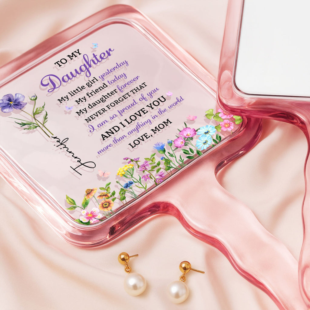 Personalized Handheld Mirror Custom Birth Month Flowers Gift for Daughter Handheld Mirror GradoCreations
