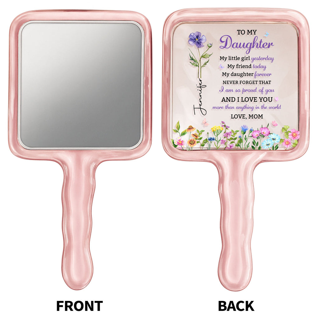 Personalized Handheld Mirror Custom Birth Month Flowers Gift for Daughter Handheld Mirror GradoCreations