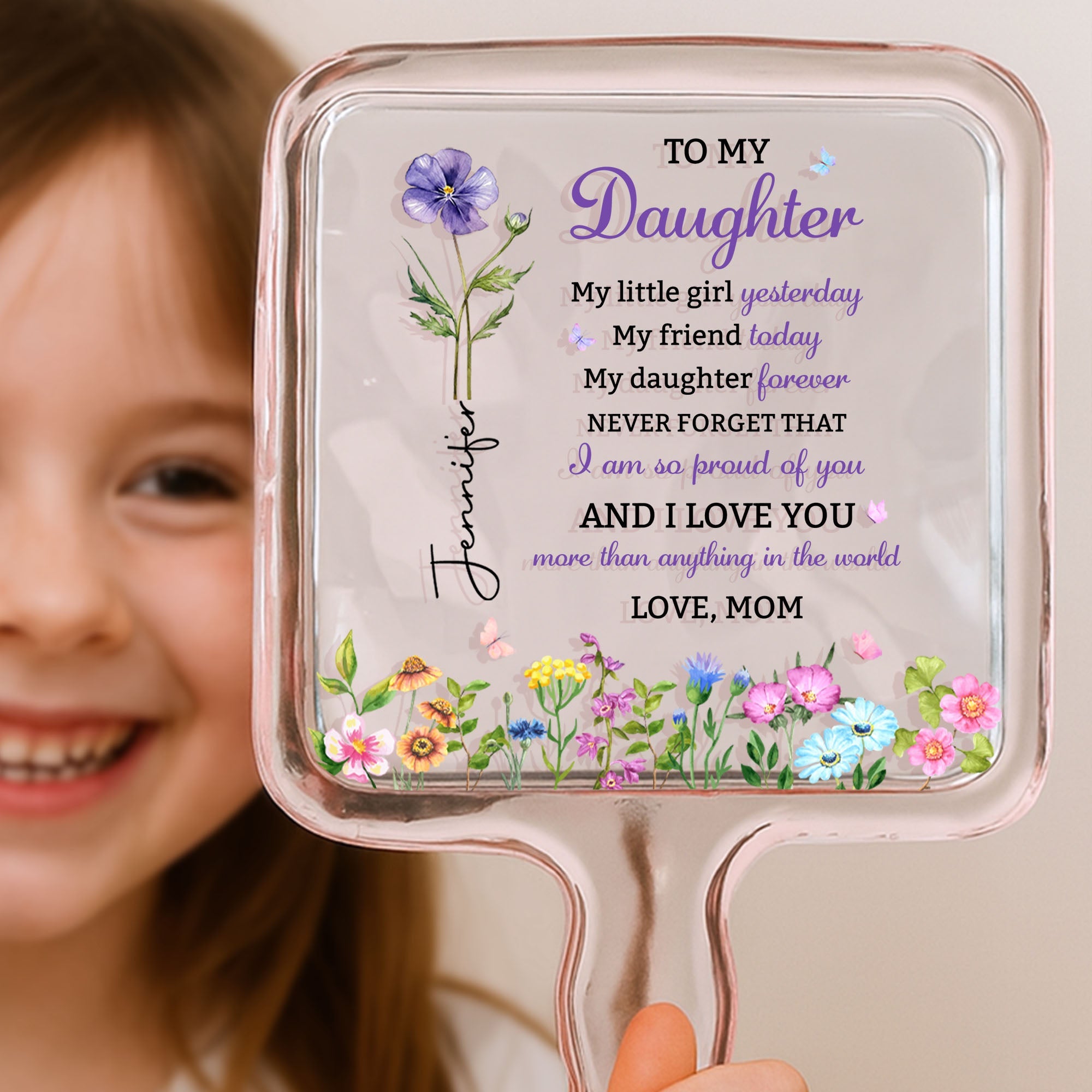 Personalized Handheld Mirror Custom Birth Month Flowers Gift for Daughter Handheld Mirror GradoCreations