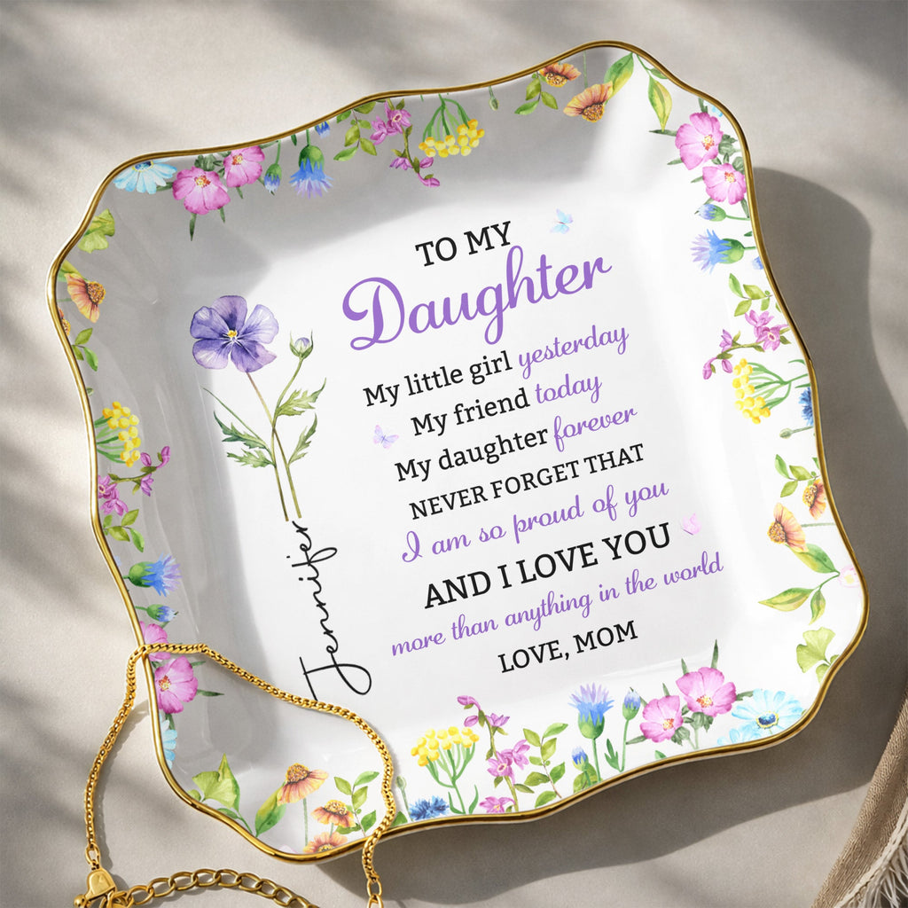 Personalized Lace Jewelry Dish Custom Name Gift for Daughter Lace Square Jewelry Dish GradoCreations