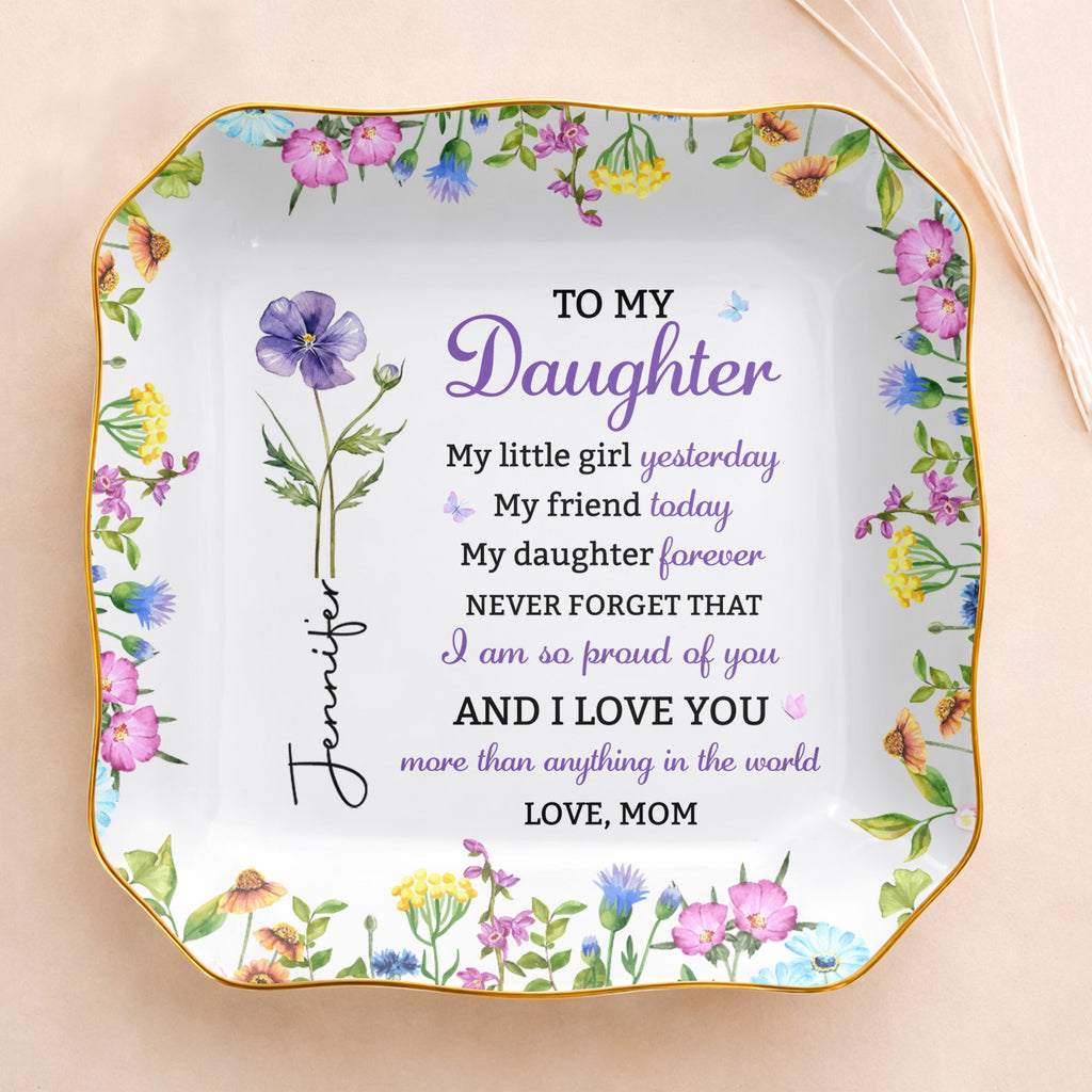 Personalized Lace Jewelry Dish Custom Name Gift for Daughter Lace Square Jewelry Dish GradoCreations