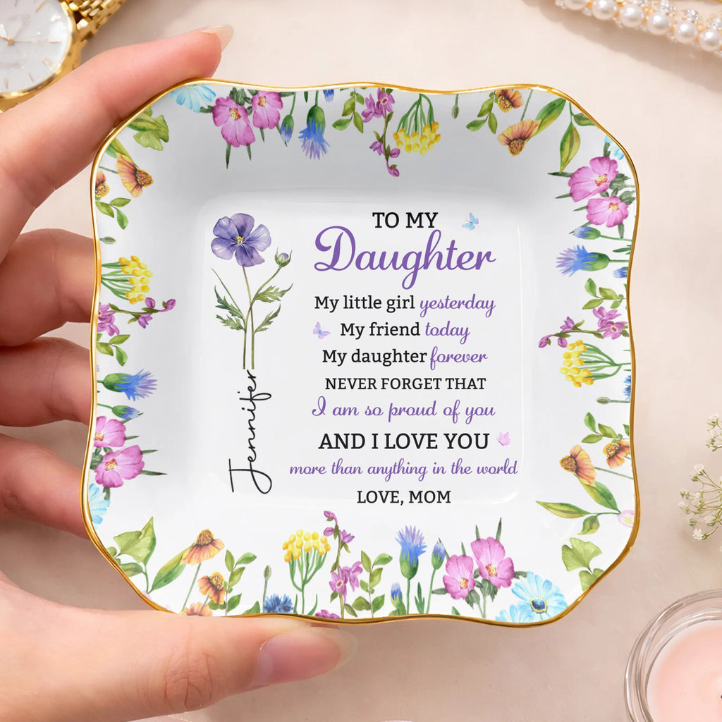 Personalized Lace Jewelry Dish Custom Name Gift for Daughter Lace Square Jewelry Dish GradoCreations