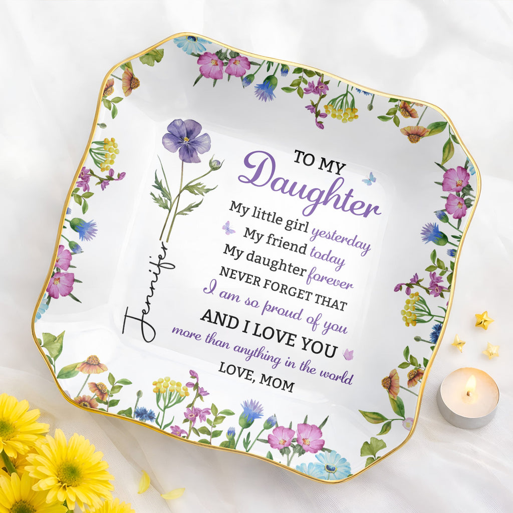 Personalized Lace Jewelry Dish Custom Name Gift for Daughter Lace Square Jewelry Dish GradoCreations