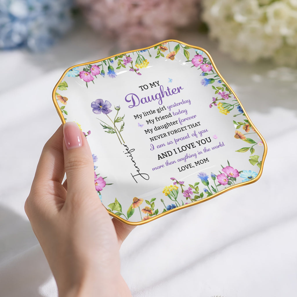 Personalized Lace Jewelry Dish Custom Name Gift for Daughter Lace Square Jewelry Dish GradoCreations