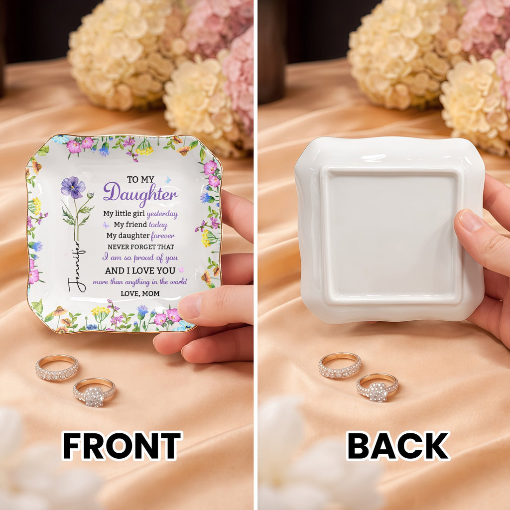 Personalized Lace Jewelry Dish Custom Name Gift for Daughter Lace Square Jewelry Dish GradoCreations