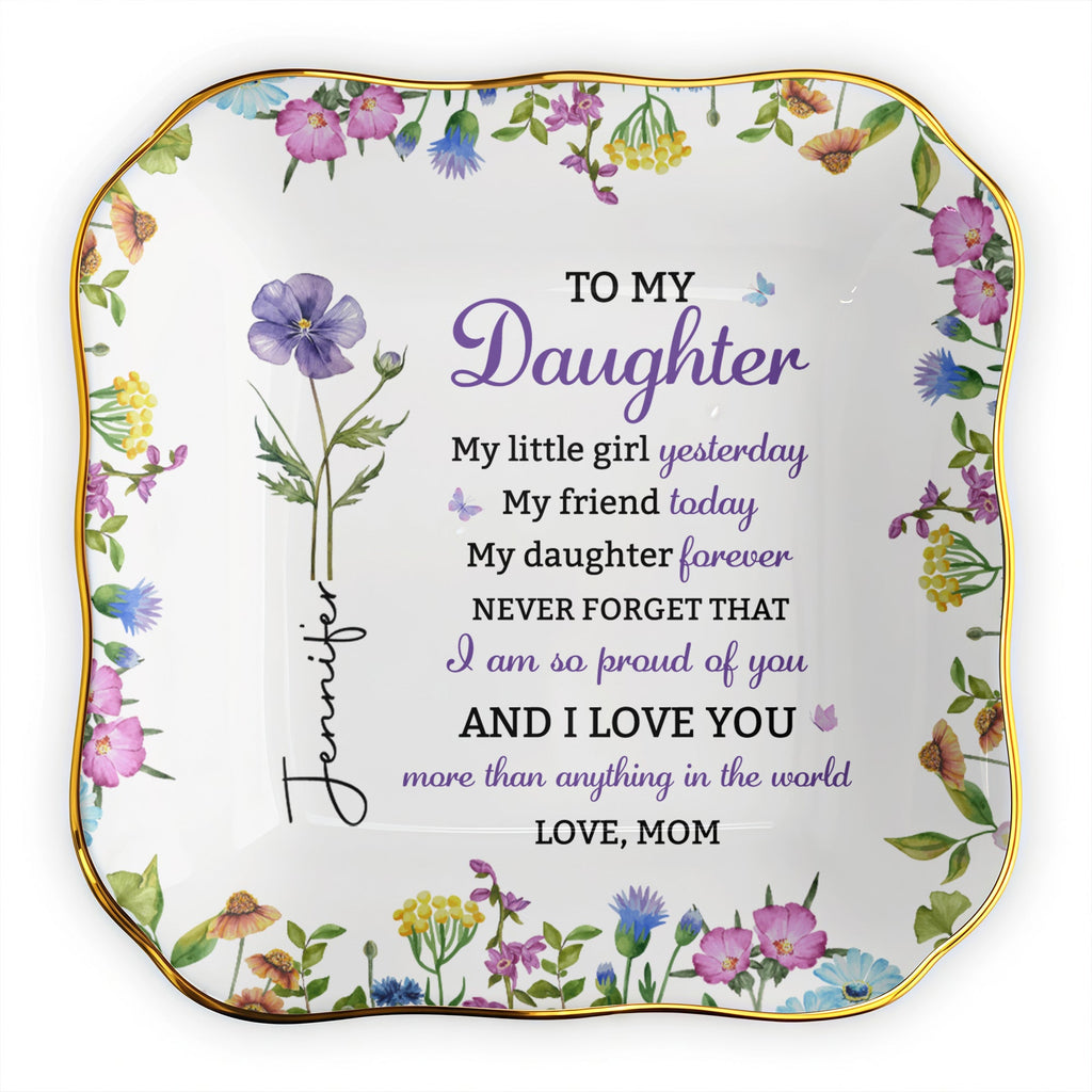 Personalized Lace Jewelry Dish Custom Name Gift for Daughter Lace Square Jewelry Dish GradoCreations