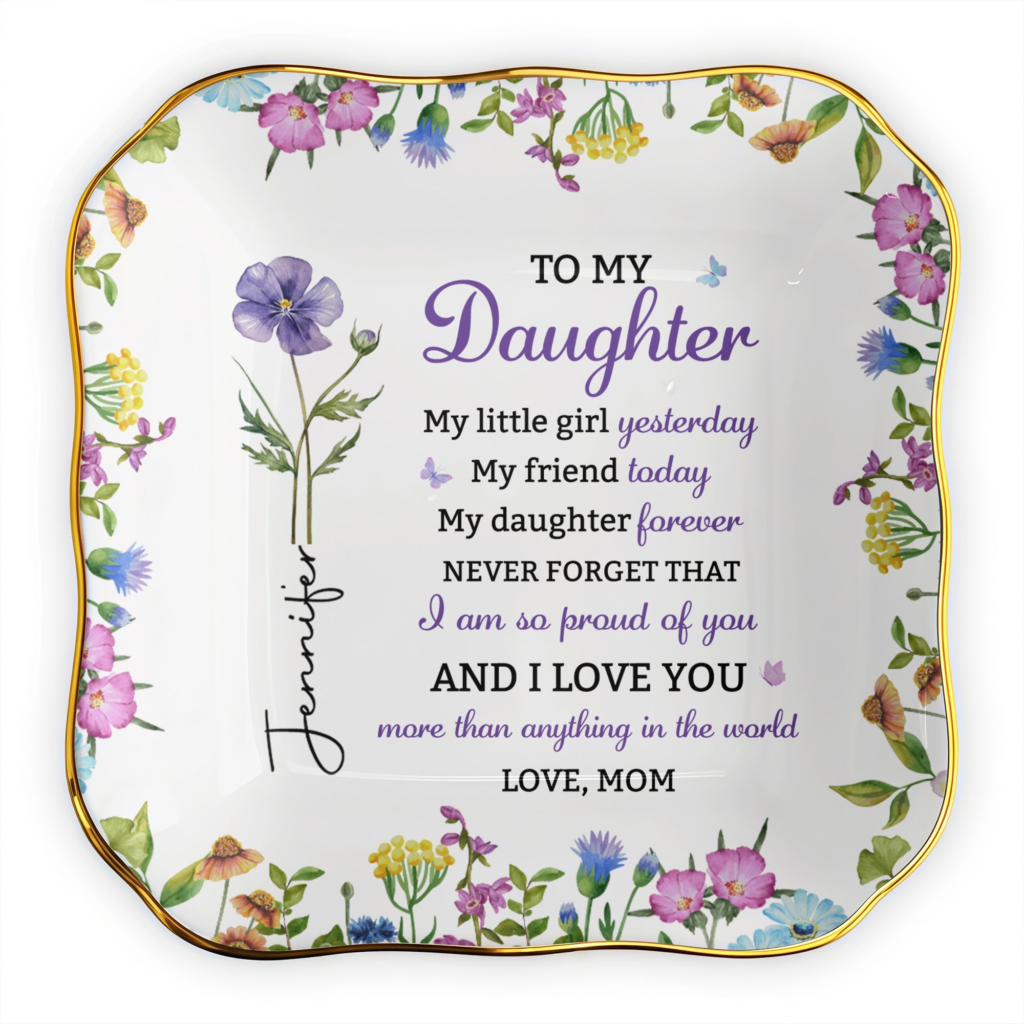 Personalized Lace Jewelry Dish Custom Name Gift for Daughter Lace Square Jewelry Dish GradoCreations