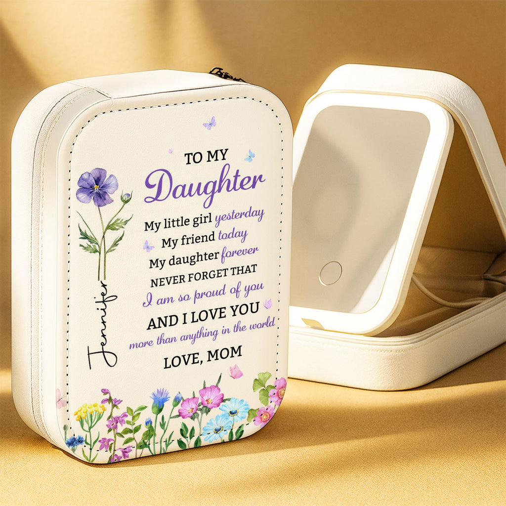 Personalized Jewelry Box with LED Mirror Custom Name Gift for Daughter Jewelry Box With LED Mirror GradoCreations