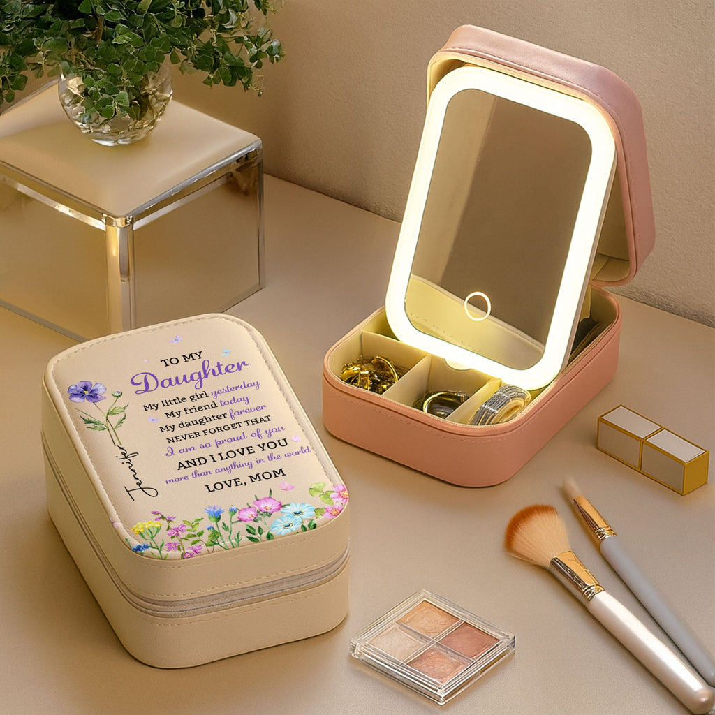 Personalized Jewelry Box with LED Mirror Custom Name Gift for Daughter Jewelry Box With LED Mirror GradoCreations