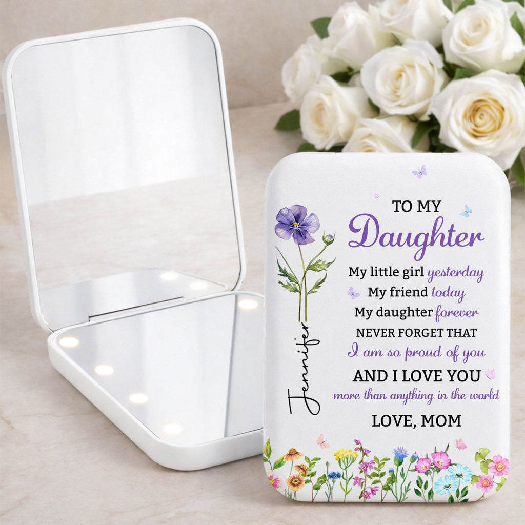 Personalized LED Pocket Mirror Custom Name Gift for Daughter LED Pocket Mirror GradoCreations