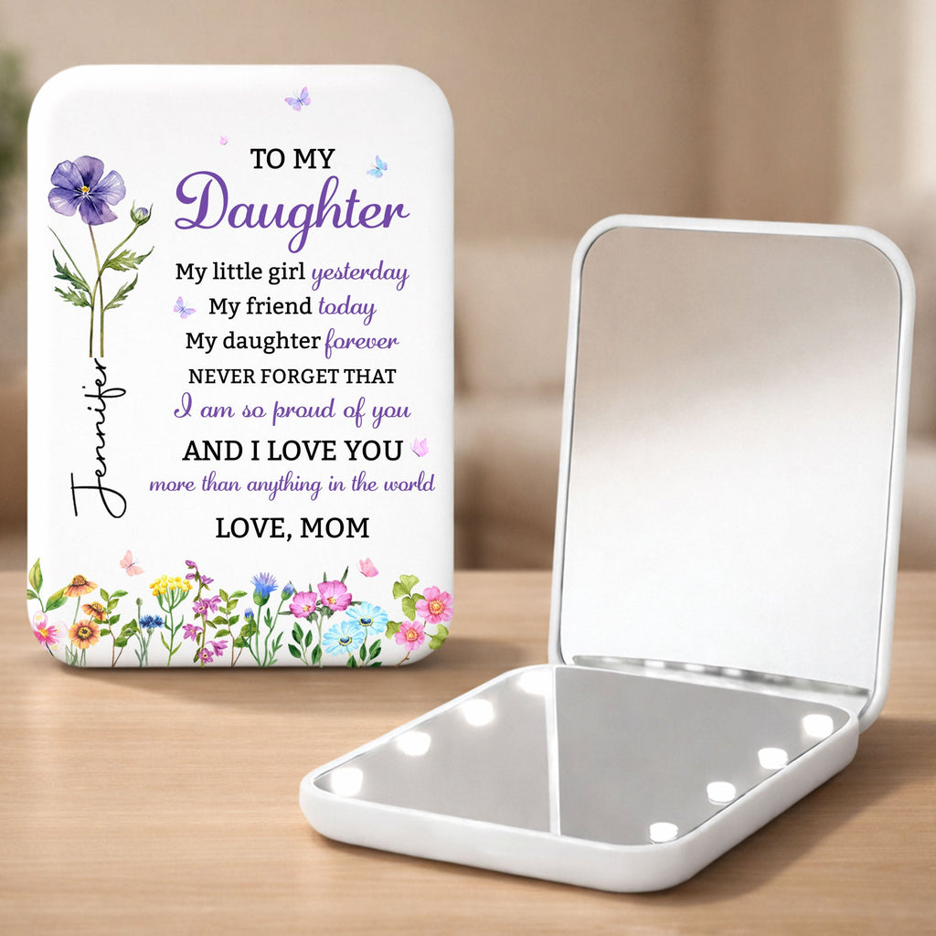 Personalized LED Pocket Mirror Custom Name Gift for Daughter LED Pocket Mirror GradoCreations