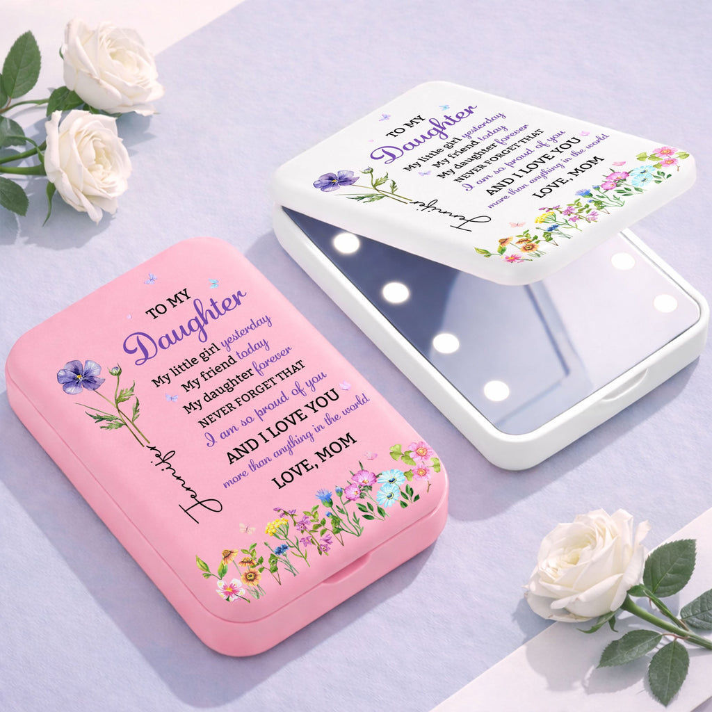 Personalized LED Pocket Mirror Custom Name Gift for Daughter LED Pocket Mirror GradoCreations