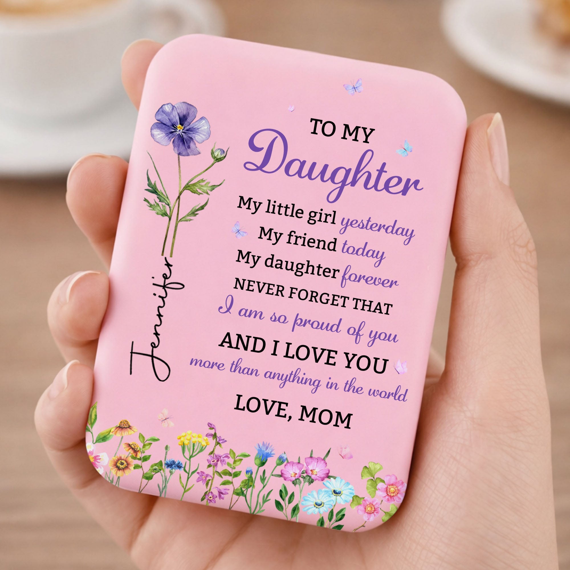 Personalized LED Pocket Mirror Custom Name Gift for Daughter LED Pocket Mirror GradoCreations