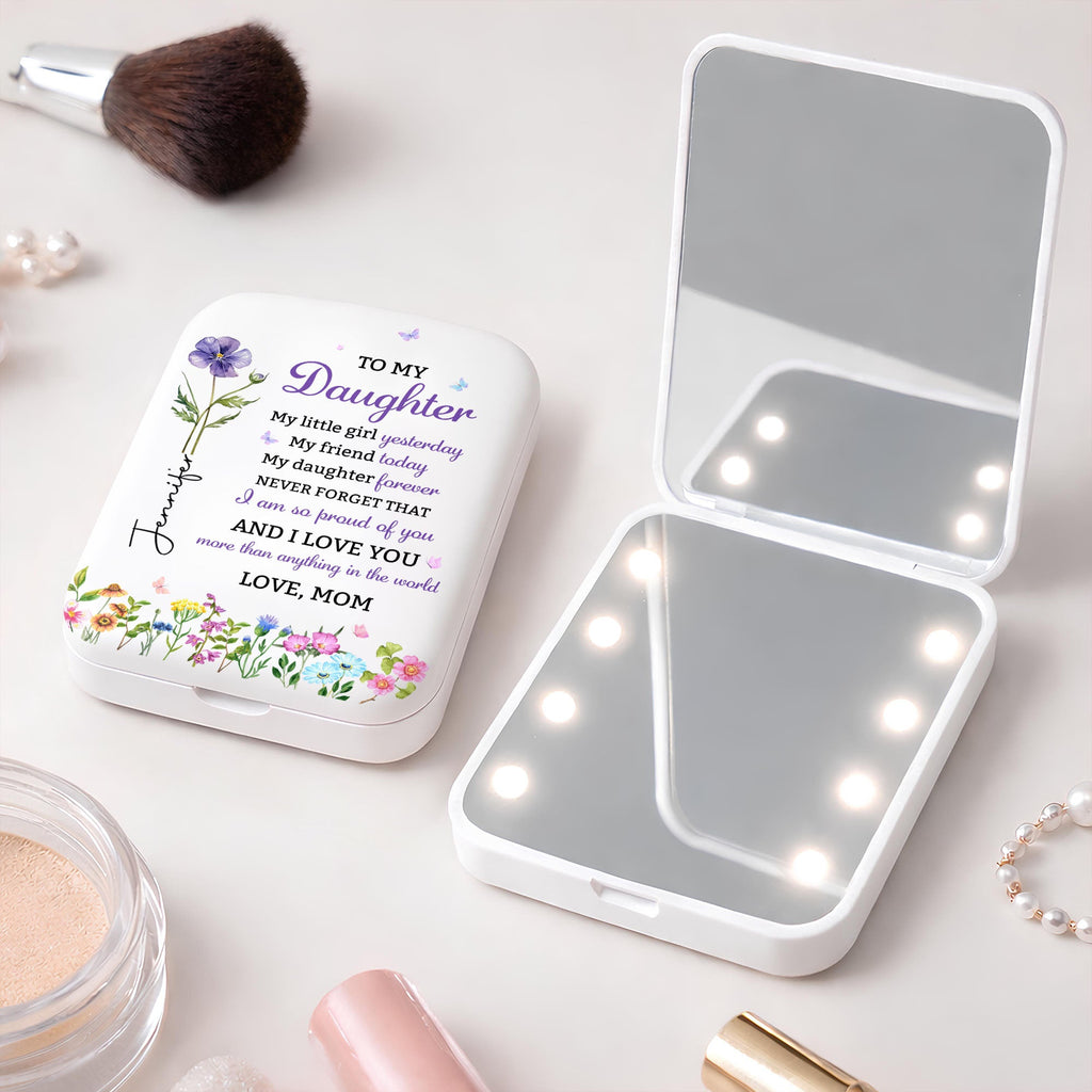 Personalized LED Pocket Mirror Custom Name Gift for Daughter LED Pocket Mirror GradoCreations