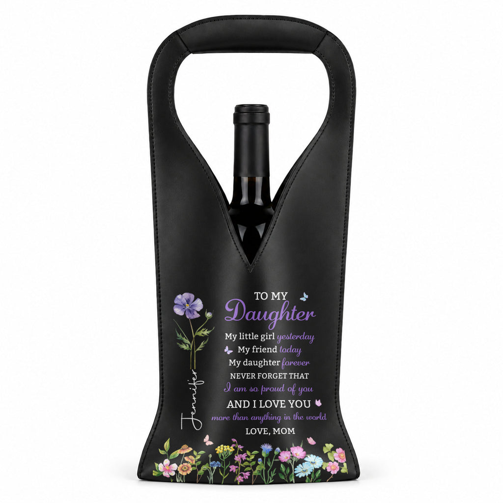 Personalized Leather Wine Bag Custom Name Gift for Daughter Leather Wine Bag GradoCreations