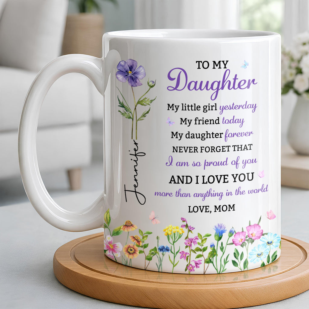 Personalized Floral Butterfly Coffee Mug Custom Gift for Daughter Edge-to-edge Mug GradoCreations