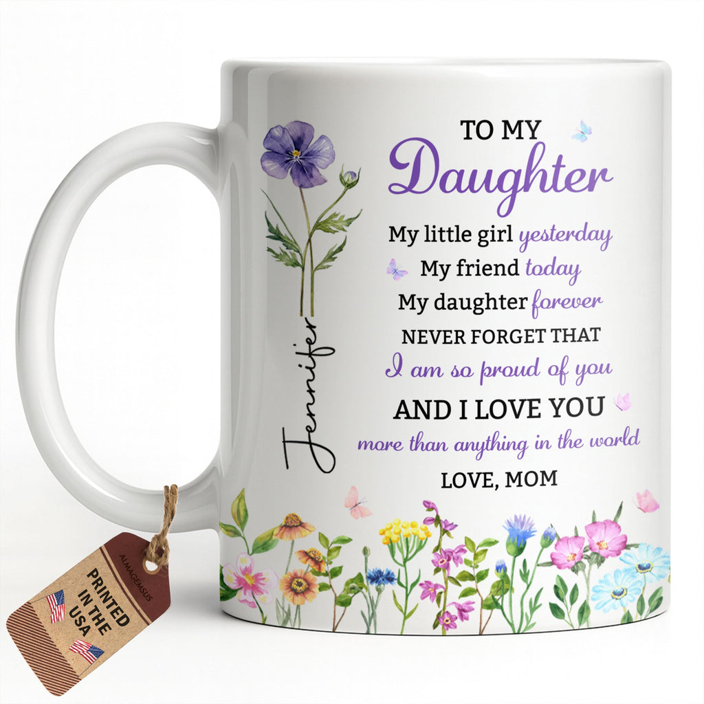 Personalized Floral Butterfly Coffee Mug Custom Gift for Daughter Edge-to-edge Mug GradoCreations