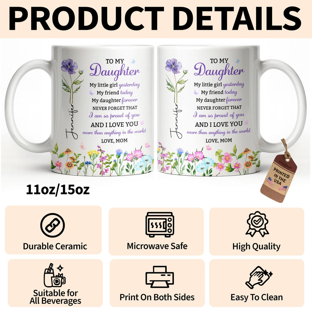 Personalized Floral Butterfly Coffee Mug Custom Gift for Daughter Edge-to-edge Mug GradoCreations