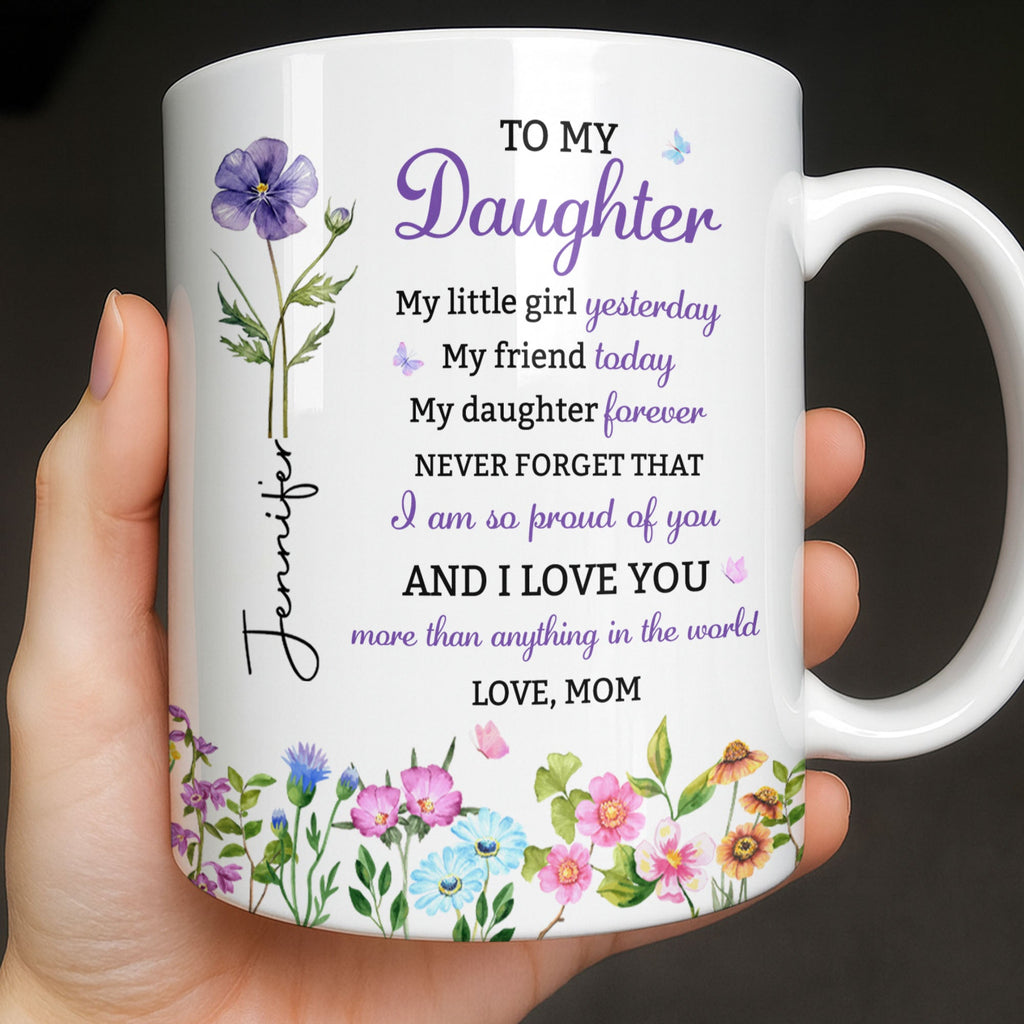 Personalized Floral Butterfly Coffee Mug Custom Gift for Daughter Edge-to-edge Mug GradoCreations
