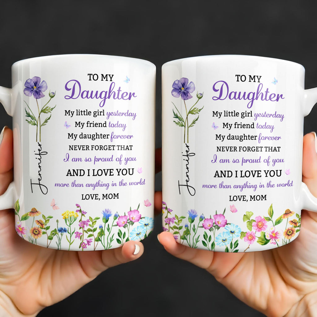 Personalized Floral Butterfly Coffee Mug Custom Gift for Daughter Edge-to-edge Mug GradoCreations