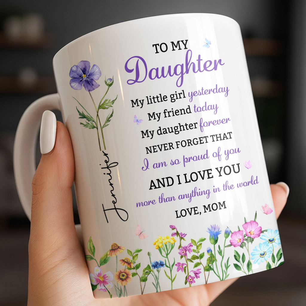 Personalized Floral Butterfly Coffee Mug Custom Gift for Daughter Edge-to-edge Mug GradoCreations