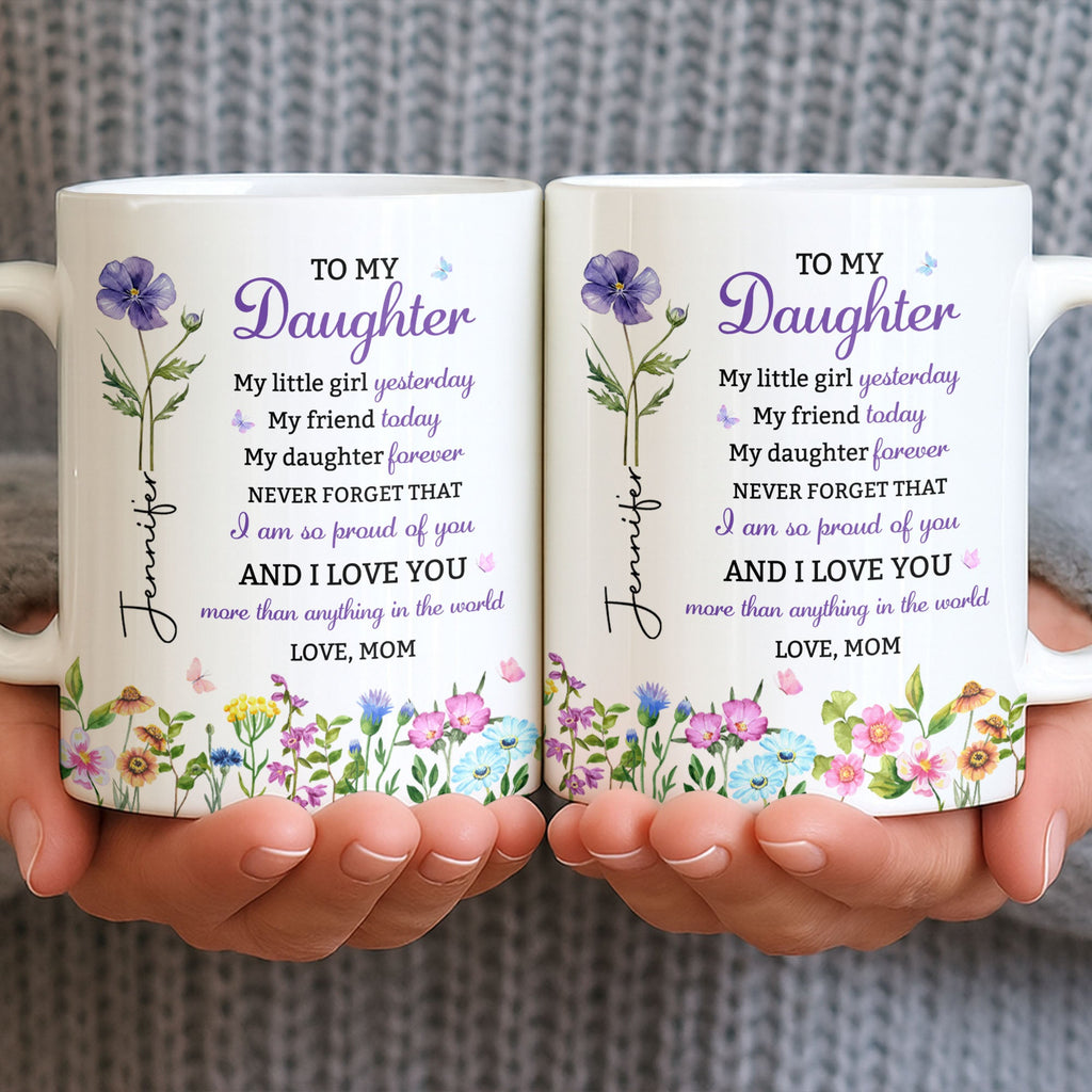 Personalized Floral Butterfly Coffee Mug Custom Gift for Daughter Edge-to-edge Mug GradoCreations