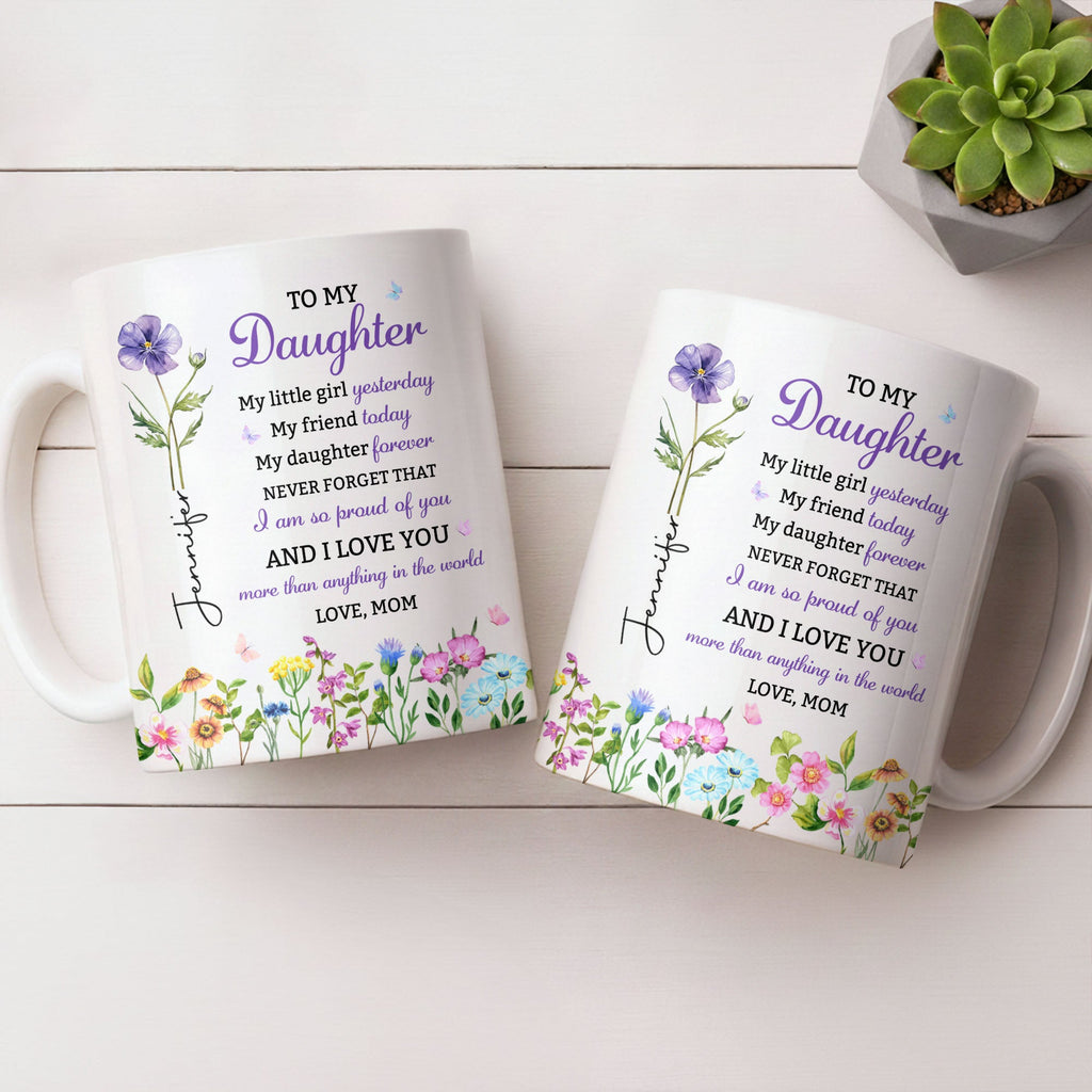 Personalized Floral Butterfly Coffee Mug Custom Gift for Daughter Edge-to-edge Mug GradoCreations