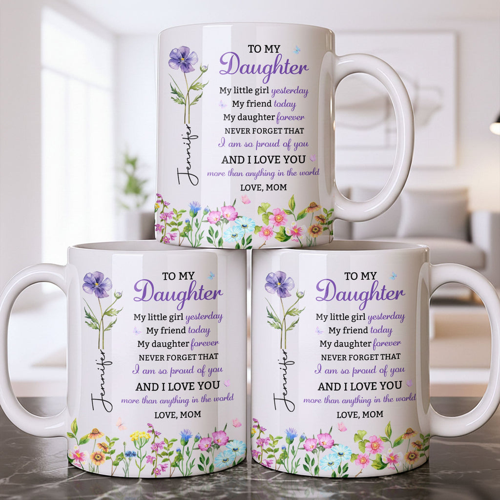 Personalized Floral Butterfly Coffee Mug Custom Gift for Daughter Edge-to-edge Mug GradoCreations