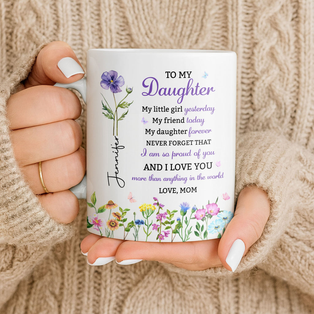 Personalized Floral Butterfly Coffee Mug Custom Gift for Daughter Edge-to-edge Mug GradoCreations