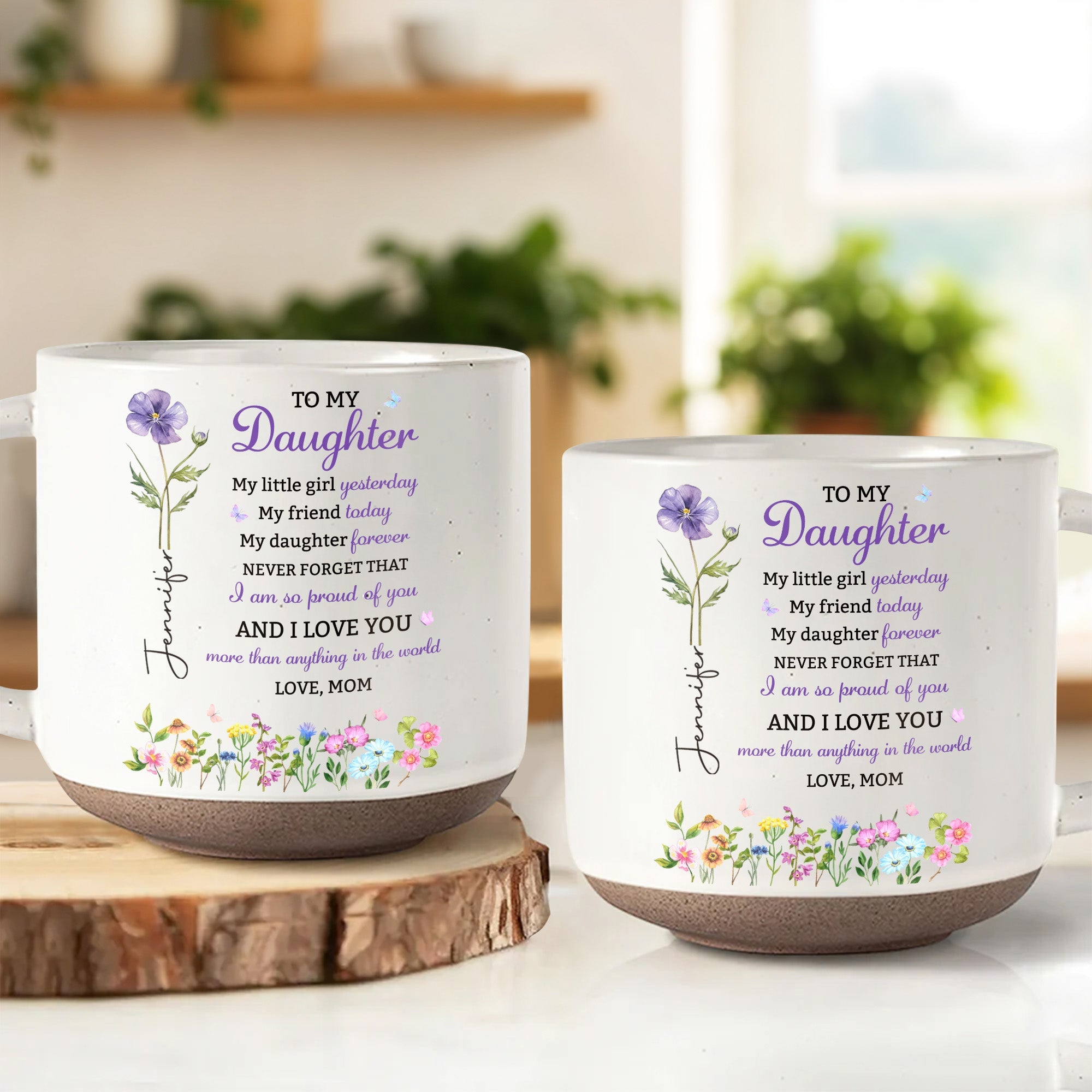 Personalized Pottery Mug Custom Name Floral Gift for Daughter Pottery Mug GradoCreations