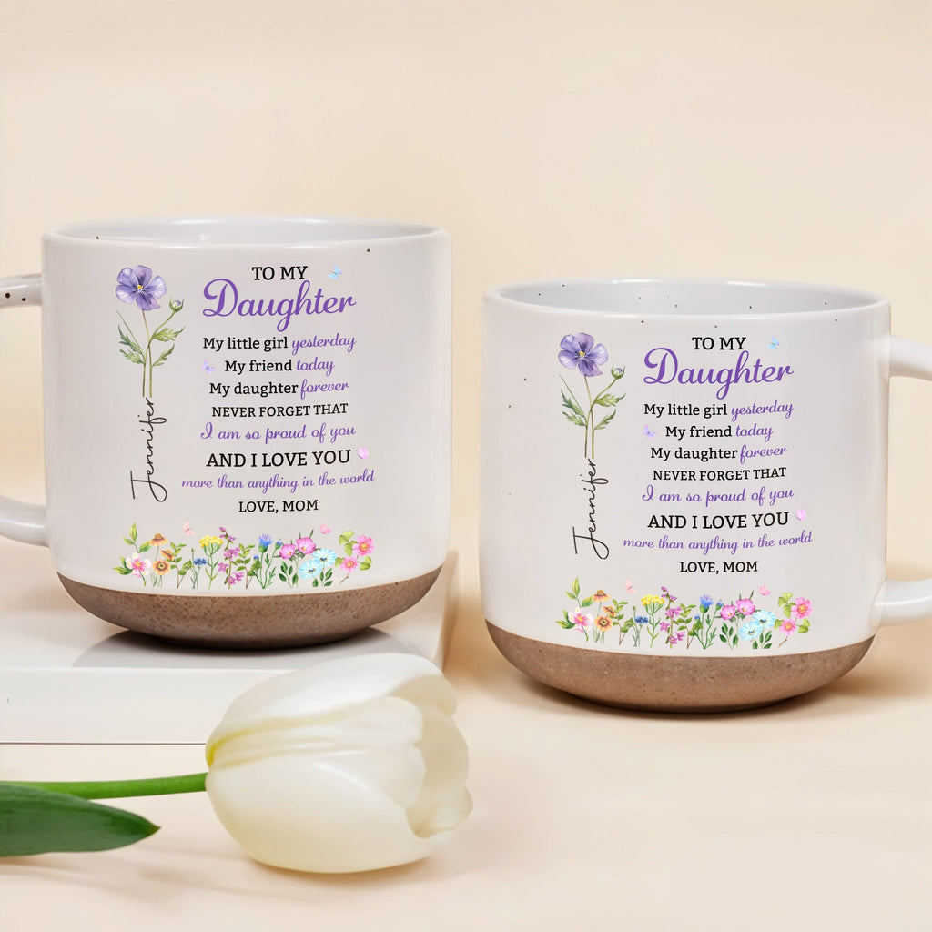 Personalized Pottery Mug Custom Name Floral Gift for Daughter Pottery Mug GradoCreations