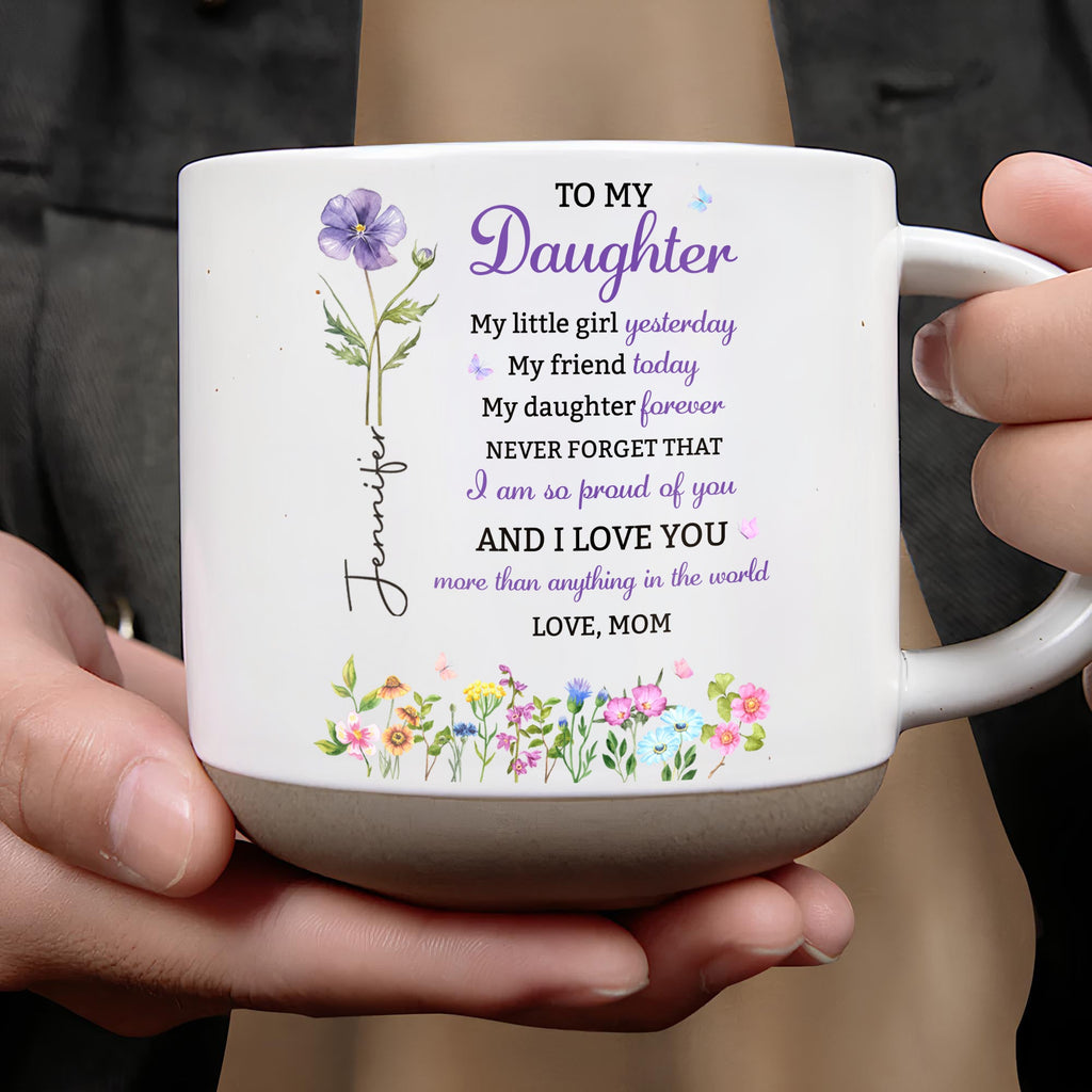 Personalized Pottery Mug Custom Name Floral Gift for Daughter Pottery Mug GradoCreations