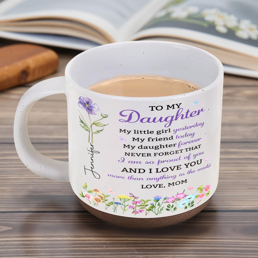 Personalized Pottery Mug Custom Name Floral Gift for Daughter Pottery Mug GradoCreations