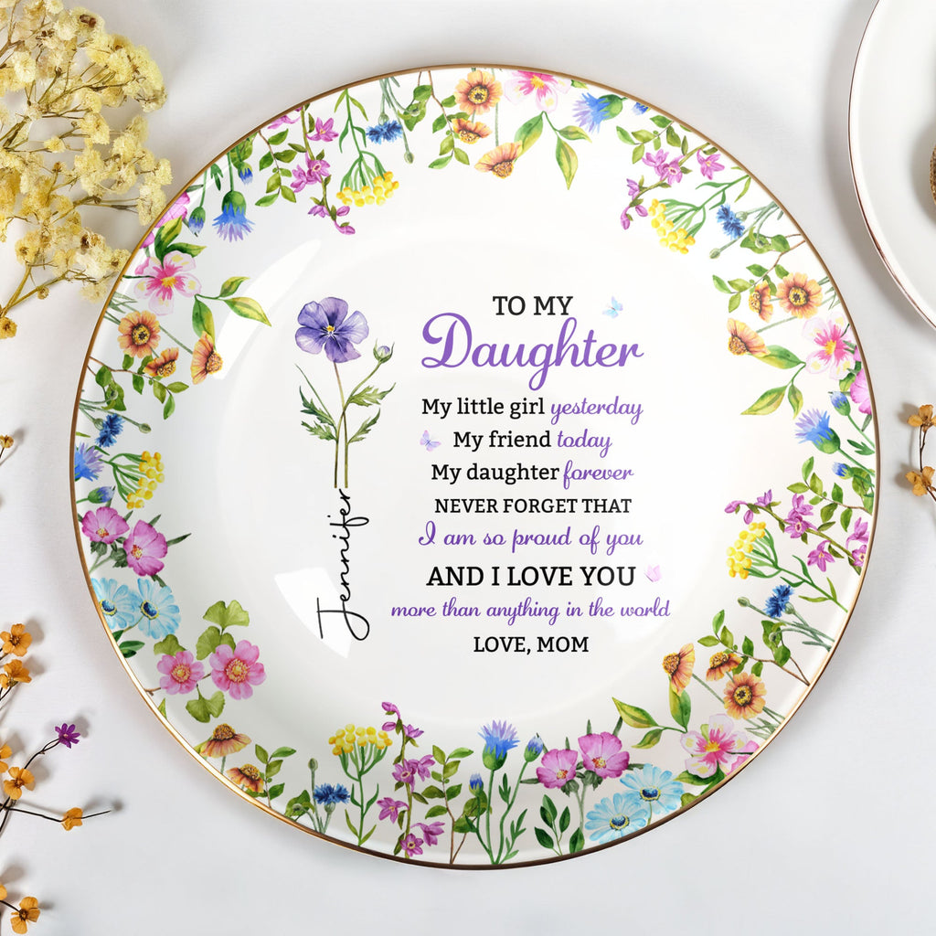 Personalized Floral Jewelry Dish Custom Name Gift for Daughter Jewelry Dish GradoCreations