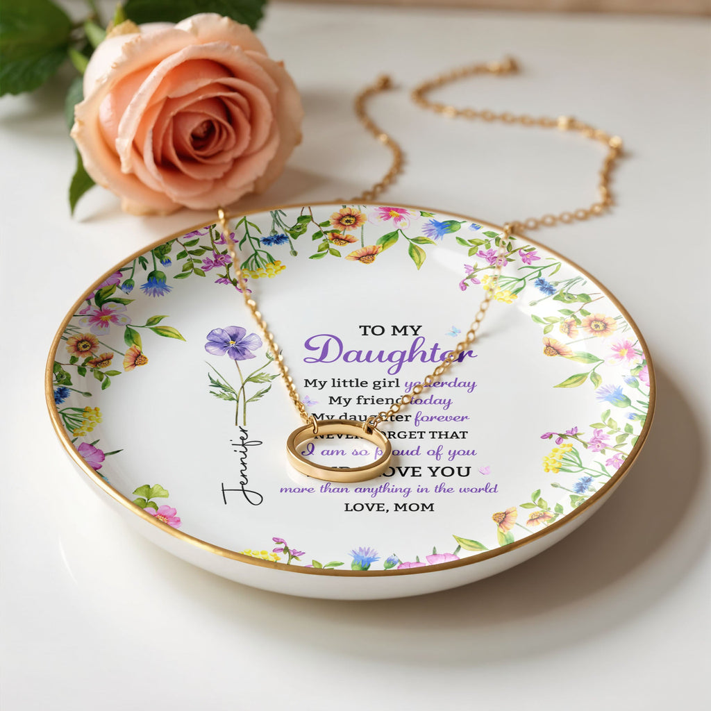 Personalized Floral Jewelry Dish Custom Name Gift for Daughter Jewelry Dish GradoCreations
