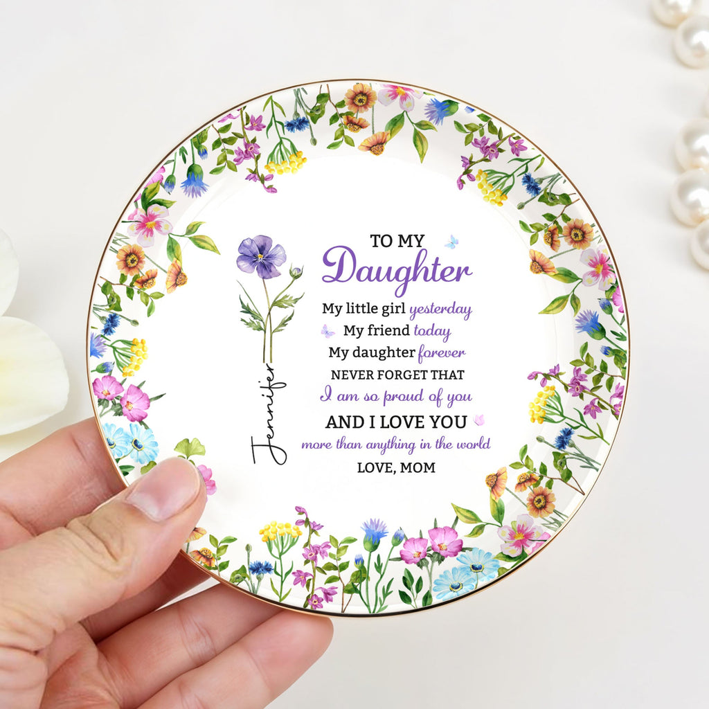 Personalized Floral Jewelry Dish Custom Name Gift for Daughter Jewelry Dish GradoCreations