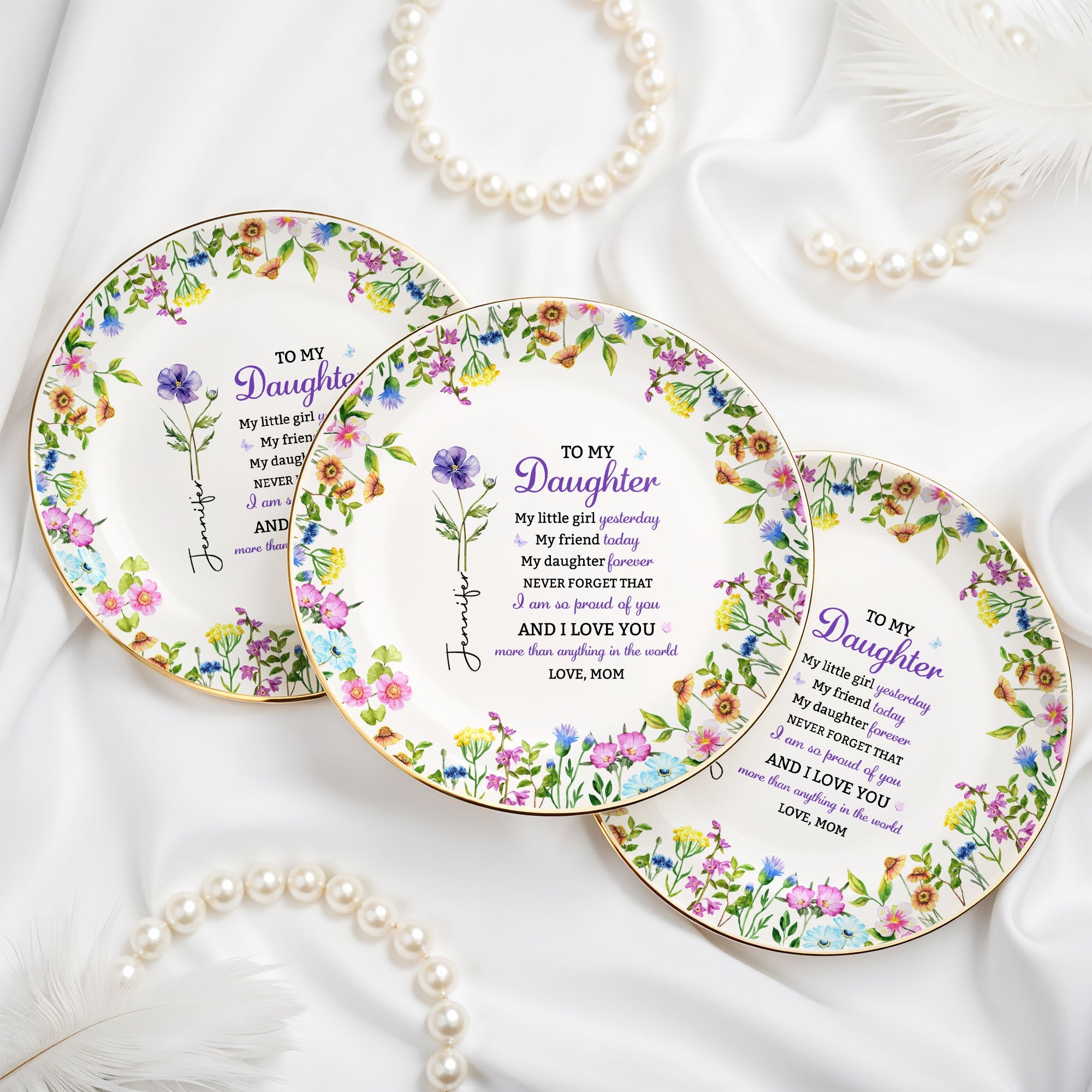 Personalized Floral Jewelry Dish Custom Name Gift for Daughter Jewelry Dish GradoCreations