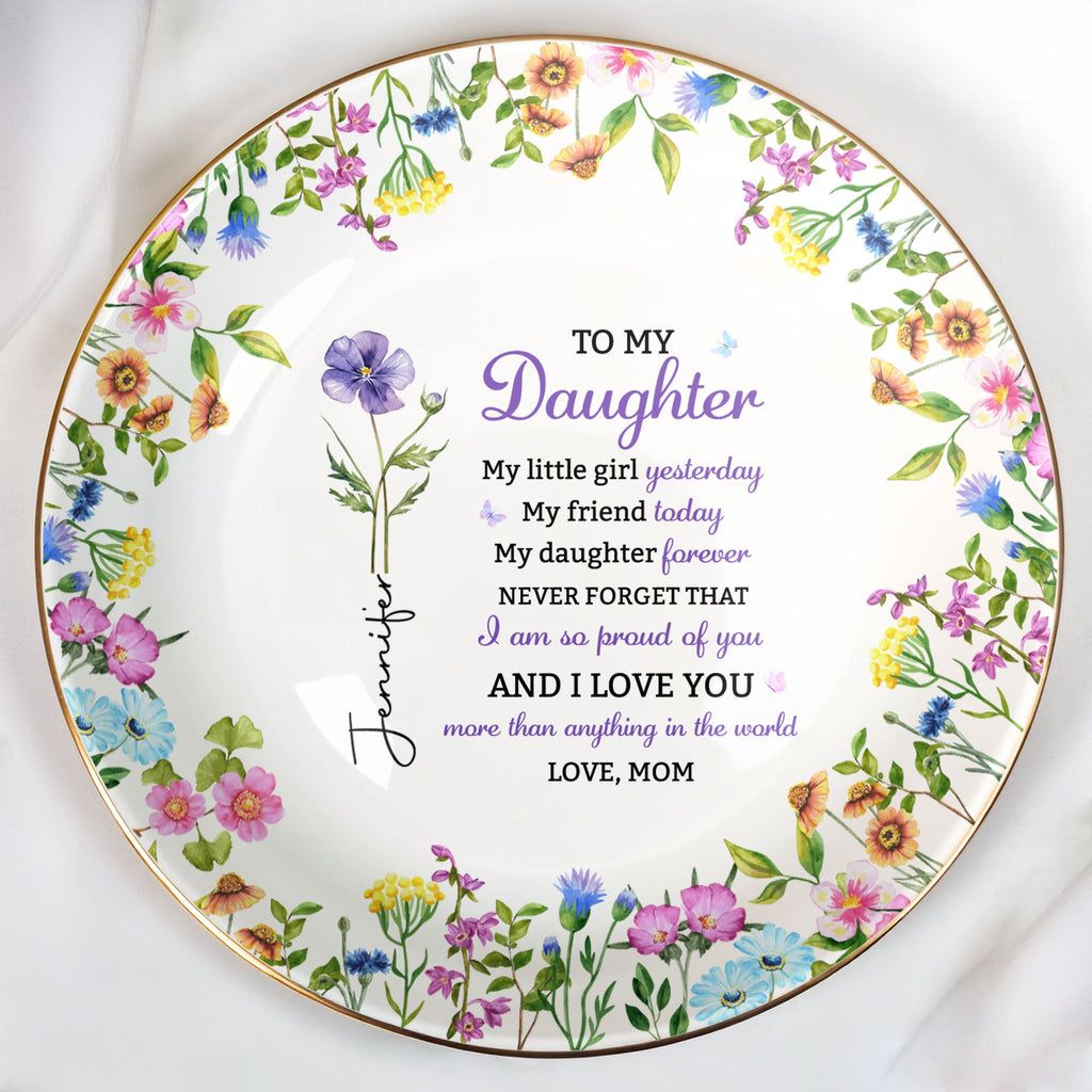 Personalized Floral Jewelry Dish Custom Name Gift for Daughter Jewelry Dish GradoCreations